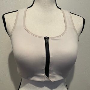NIKE Zip up Front Running Gym Workout Sports Bra White L